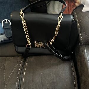 Michael Kors Mott Medium Black Leather Satchel / Crossbody EUC Women's